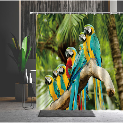 Birds Shower Curtain Parrot Διακόσμηση σπιτιού Αδιάβροχη κουρτίνα οθόνη μπανιέρας Παιδικά αξεσουάρ μπάνιου με γάντζους Cortina Baño