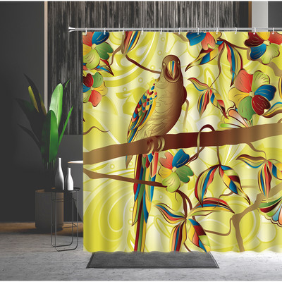 Ptice Zavjesa za tuš Papiga Uređenje doma Vodootporna zavjesa Zaslon za kadu Dječji kupaonski dodaci s kukama Cortina Baño