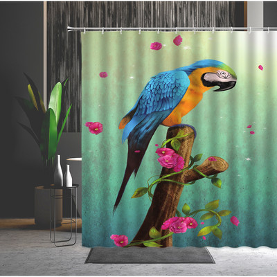 Ptice Zavjesa za tuš Papiga Uređenje doma Vodootporna zavjesa Zaslon za kadu Dječji kupaonski dodaci s kukama Cortina Baño