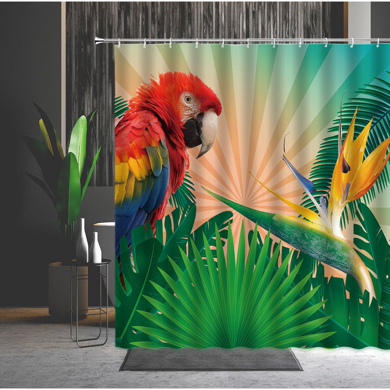 Ptice Zavjesa za tuš Papiga Uređenje doma Vodootporna zavjesa Zaslon za kadu Dječji kupaonski dodaci s kukama Cortina Baño