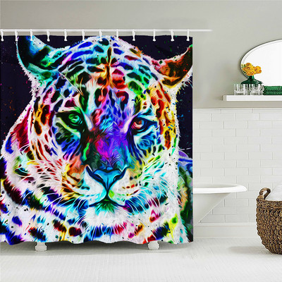 Štreberski leopard slatki životinjski print Zavjesa za tuš Kupaonski dodaci Kupaonska vodootporna zavjesa s kukama Rideau Salle De Bain