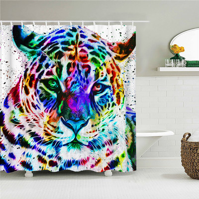 Štreberski leopard slatki životinjski print Zavjesa za tuš Kupaonski dodaci Kupaonska vodootporna zavjesa s kukama Rideau Salle De Bain