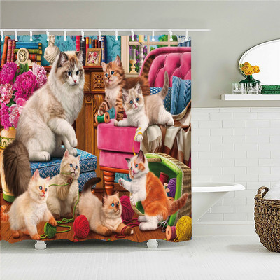 Štreberski leopard slatki životinjski print Zavjesa za tuš Kupaonski dodaci Kupaonska vodootporna zavjesa s kukama Rideau Salle De Bain