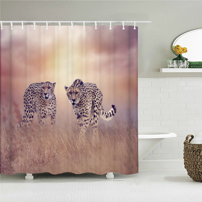 Štreberski leopard slatki životinjski print Zavjesa za tuš Kupaonski dodaci Kupaonska vodootporna zavjesa s kukama Rideau Salle De Bain