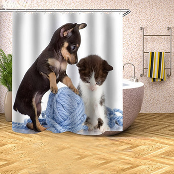 Κουρτίνες ντους με μοτίβο μπουλντόγκ Κουρτίνα μπάνιου κινουμένων σχεδίων γάτα κουτάβι εμπριμέ ύφασμα πολυεστέρας οθόνη μπάνιου Διακόσμηση σπιτιού Cortina Ducha