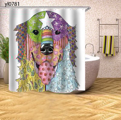 Zavjese za tuširanje s uzorkom buldoga Crtana zavjesa za kadu Mačka Štene Otisnuta tkanina Poliester Zaslon za kupaonicu Kućni dekor Cortina Ducha