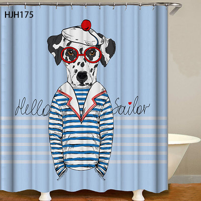 Zavjese za tuširanje s uzorkom buldoga Crtana zavjesa za kadu Mačka Štene Otisnuta tkanina Poliester Zaslon za kupaonicu Kućni dekor Cortina Ducha