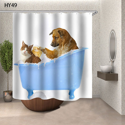 Zavjese za tuširanje s uzorkom buldoga Crtana zavjesa za kadu Mačka Štene Otisnuta tkanina Poliester Zaslon za kupaonicu Kućni dekor Cortina Ducha