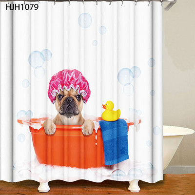Zavjese za tuširanje s uzorkom buldoga Crtana zavjesa za kadu Mačka Štene Otisnuta tkanina Poliester Zaslon za kupaonicu Kućni dekor Cortina Ducha