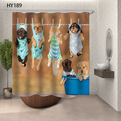 Zavjese za tuširanje s uzorkom buldoga Crtana zavjesa za kadu Mačka Štene Otisnuta tkanina Poliester Zaslon za kupaonicu Kućni dekor Cortina Ducha
