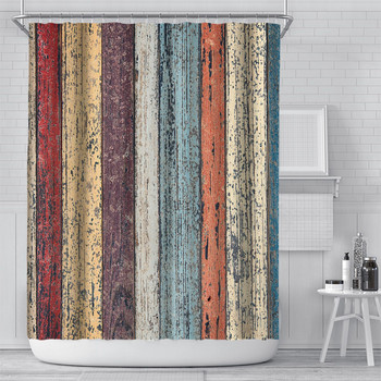 Κουρτίνα μπάνιου για το σπίτι Νέα πέτρα τούβλο Ξύλο μοτίβο αδιάβροχο ύφασμα ανθεκτικό στη μούχλα Κουρτίνες μπάνιου Πέτρα τούβλο Ξύλο Cortina Ducha