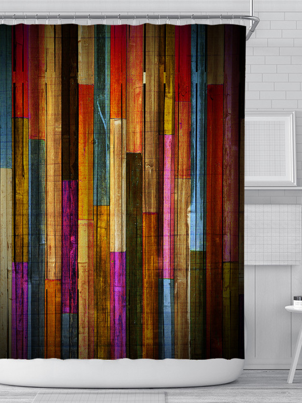 Pradžia Dušo užuolaidos Nauja akmens plytų medžio raštas vandeniui atsparus pelėsiui atsparus audinys Vonios užuolaidos Akmens plyta Mediena Cortina Ducha