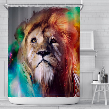 Завеса за душ с дигитален печат Lion Водоустойчива полиестерна завеса за баня Завеса за баня Lion Завеси Cortina Ducha