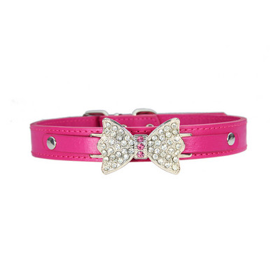 pawstrip Veličina 5 Pet ogrlica za male pse Kožna mašna Ogrlica za mačke Bling Rhinestone Puppy Ogrlica Pomeranian Teddy Ogrlica za pse