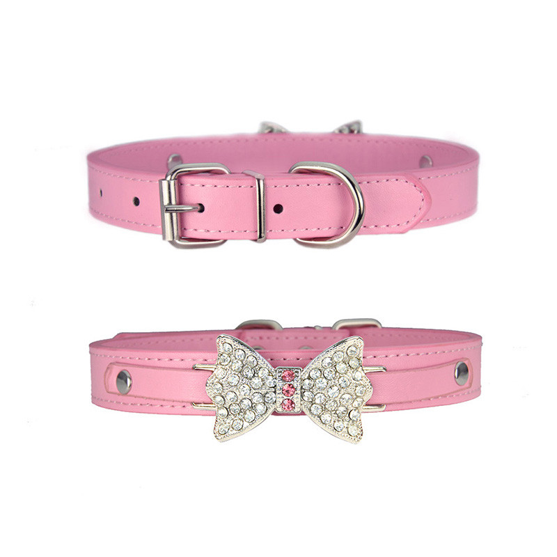 pawstrip Veličina 5 Pet ogrlica za male pse Kožna mašna Ogrlica za mačke Bling Rhinestone Puppy Ogrlica Pomeranian Teddy Ogrlica za pse