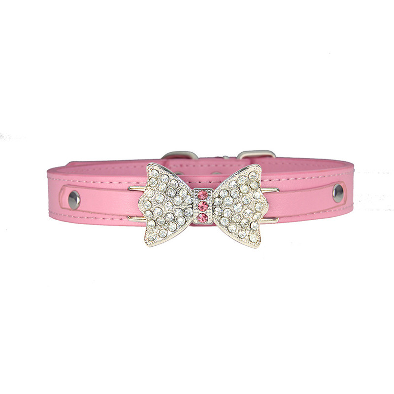 pawstrip Veličina 5 Pet ogrlica za male pse Kožna mašna Ogrlica za mačke Bling Rhinestone Puppy Ogrlica Pomeranian Teddy Ogrlica za pse