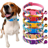 Krāsaina, jauka zvana mājdzīvnieka kaklasiksna, regulējama mājdzīvnieku apdrukas kakla siksna Varavīksnes jauka drošības suņa kakla siksna Individuāla DIY mājdzīvnieku piegāde JAUNUMS