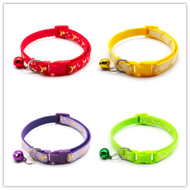 Slatka ogrlica za mačke i pse, otisak mjesečeve zvijezde sa zvonom, odvojiva ogrlica za mačke, ogrlica za kućne ljubimce, mačka, ogrlica, podesiva sigurnosna ogrlica za mače