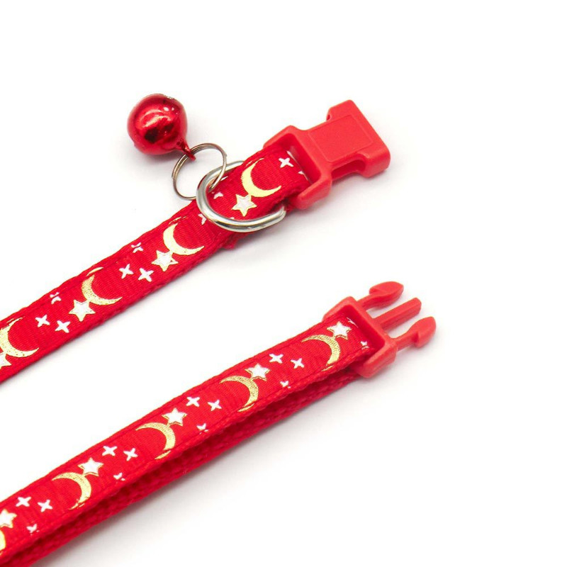 Slatka ogrlica za mačke i pse, otisak mjesečeve zvijezde sa zvonom, odvojiva ogrlica za mačke, ogrlica za kućne ljubimce, mačka, ogrlica, podesiva sigurnosna ogrlica za mače