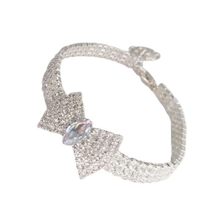 Ogrlica za pse, podesiva ogrlica za mačke, cirkonska mašna, vještački dijamant Diomandski privjesak, nakit, luksuzni metalni bakreni ogrlice za pse, dodaci za pse