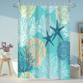 Ocean Podvodni svijet Zavjesa za tuširanje Morska zvijezda Morski konjić Kupaonska zavjesa Dekoracija doma Zaslon za kadu Vodootporni poliester s kukama