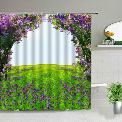 Proljetni krajolik Biljke Cvijeće Zid Kupaonica Set zavjesa za tuš Cvjetni prirodni krajolik Vrtni zidni ukrasi Viseće zavjese