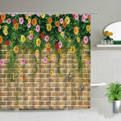 Proljetni krajolik Biljke Cvijeće Zid Kupaonica Set zavjesa za tuš Cvjetni prirodni krajolik Vrtni zidni ukrasi Viseće zavjese