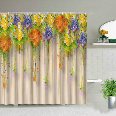 Proljetni krajolik Biljke Cvijeće Zid Kupaonica Set zavjesa za tuš Cvjetni prirodni krajolik Vrtni zidni ukrasi Viseće zavjese