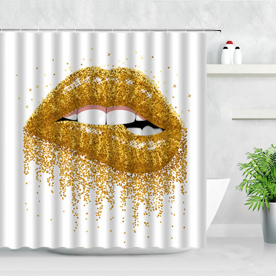 Modne seksi žene Zlatne usne Zavjese za tuširanje Valentinovo Kućni dekor za kupaonicu Poliesterska tkanina Vodootporna zavjesa za kupanje Baño