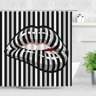 Modne seksi žene Zlatne usne Zavjese za tuširanje Valentinovo Kućni dekor za kupaonicu Poliesterska tkanina Vodootporna zavjesa za kupanje Baño