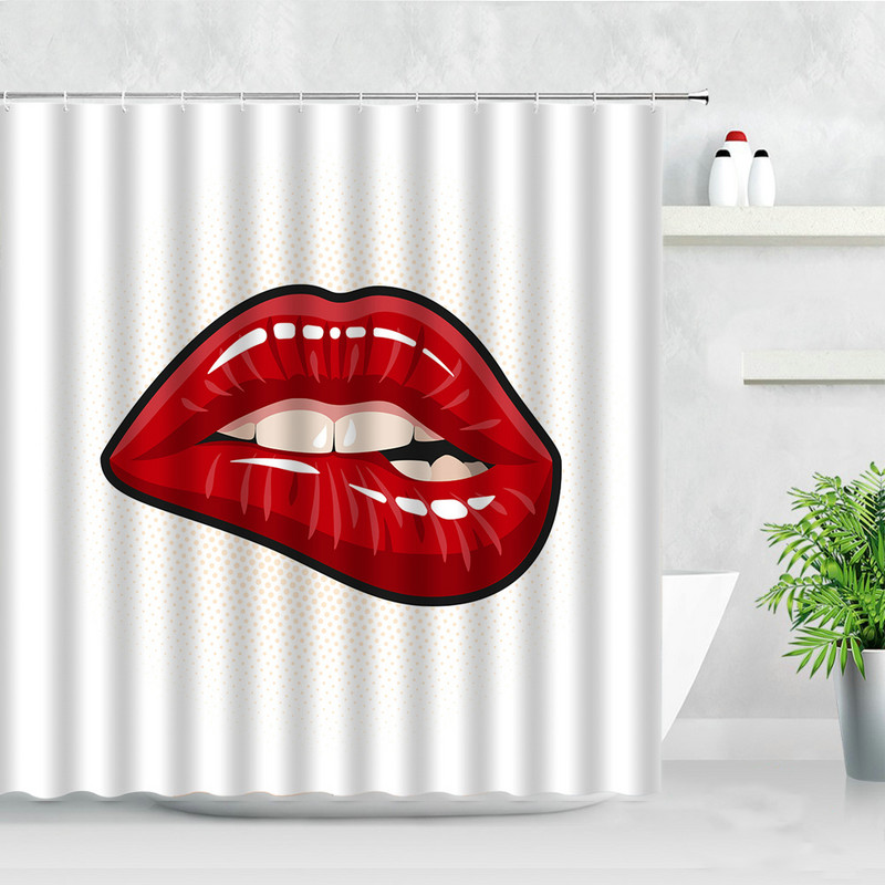 Modne seksi žene Zlatne usne Zavjese za tuširanje Valentinovo Kućni dekor za kupaonicu Poliesterska tkanina Vodootporna zavjesa za kupanje Baño
