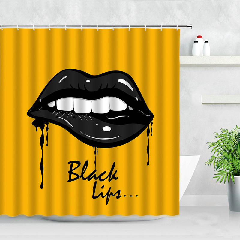 Modne seksi žene Zlatne usne Zavjese za tuširanje Valentinovo Kućni dekor za kupaonicu Poliesterska tkanina Vodootporna zavjesa za kupanje Baño