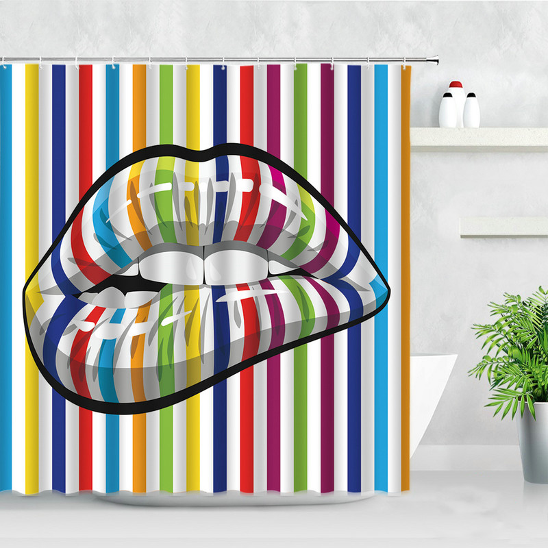 Modne seksi žene Zlatne usne Zavjese za tuširanje Valentinovo Kućni dekor za kupaonicu Poliesterska tkanina Vodootporna zavjesa za kupanje Baño