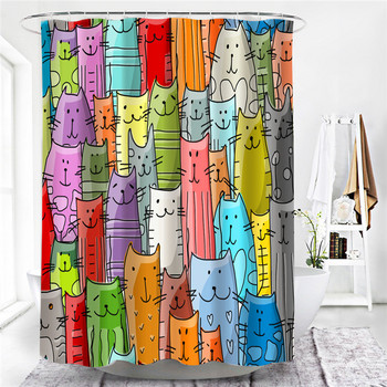 Cute Cat Cartoon Animal Home Decor Κουρτίνα ντους Παιδική κουρτίνα μπάνιου ντους Κουρτίνα ντουζιέρας με γάντζους Rideau Douche