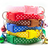 Novi dolazak, podesive ogrlice za mačke, svijetle boje, najlonska ogrlica s točkastim ispisom za kućne ljubimce, psiće, mačje ogrlice sa šarenim zvonom