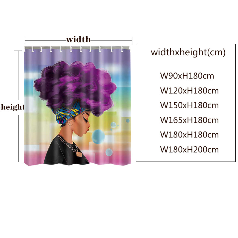 Kvalitetna zavjesa za tuširanje Drugačija prilagođena vodootporna kupaonska afrička ženska poliesterska zavjesa za tuširanje za kupaonski tuš