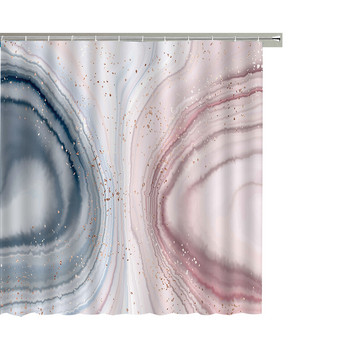 Синя розова завеса за баня Мрамор 3D печат Фентъзи декорация Завеси за душ Печат с куки за баня Водоустойчив