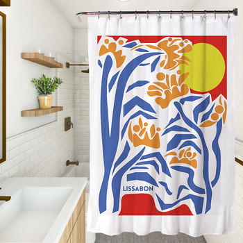 Водоустойчива завеса за душ Цветя Art Printed Завеси за баня Полиестерна кърпа Завеса за баня за декорация на баня