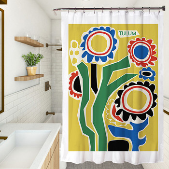 Водоустойчива завеса за душ Цветя Art Printed Завеси за баня Полиестерна кърпа Завеса за баня за декорация на баня