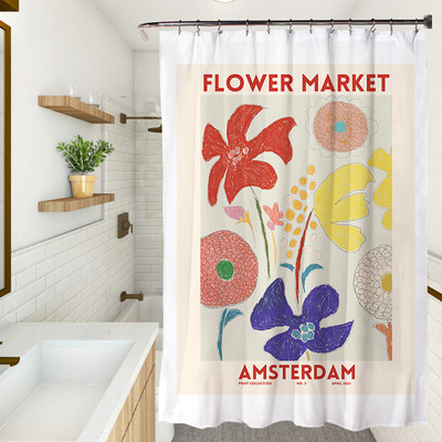 Vodootporna zavjesa za tuširanje Cvjetni umjetnički tiskani kupaonski zastori Zavjesa za kupanje od poliesterske tkanine za uređenje kupaonice