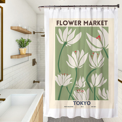 Vodootporna zavjesa za tuširanje Cvjetni umjetnički tiskani kupaonski zastori Zavjesa za kupanje od poliesterske tkanine za uređenje kupaonice