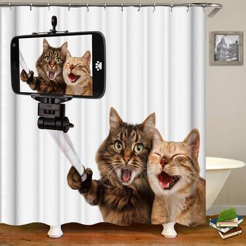 Забавна, сладка котка, завеса за душ, 3D печат, животно, водоустойчив полиестерен плат, декорация на дома, завеса за параван за баня Аксесоар за баня