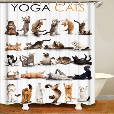 Smieklīgs jauks kaķu dušas aizkars 3D drukas dzīvnieku ūdensnecaurlaidīgs poliestera audums mājas dekorēšanai vannas ekrāna aizkars vannas istabas aksesuārs