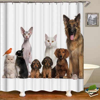 Smieklīgs jauks kaķu dušas aizkars 3D drukas dzīvnieku ūdensnecaurlaidīgs poliestera audums mājas dekorēšanai vannas ekrāna aizkars vannas istabas aksesuārs