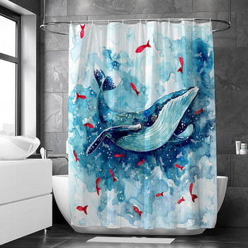 Κουρτίνα μπάνιου Hot Sale Cartoon Dream Whale Ύφασμα ντους Αδιάβροχο κατά της μούχλας διαχωριστική κουρτίνα μπάνιου