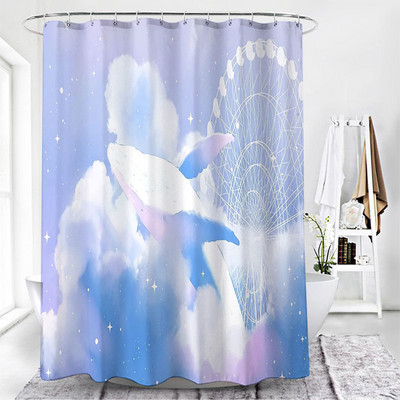 Karsta izpārdošana, dušas aizkars multfilma Dream Whale dušas audums ūdensizturīgs pret pelējumu vannas istabas starpsienu aizkars