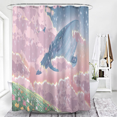 Karsta izpārdošana, dušas aizkars multfilma Dream Whale dušas audums ūdensizturīgs pret pelējumu vannas istabas starpsienu aizkars