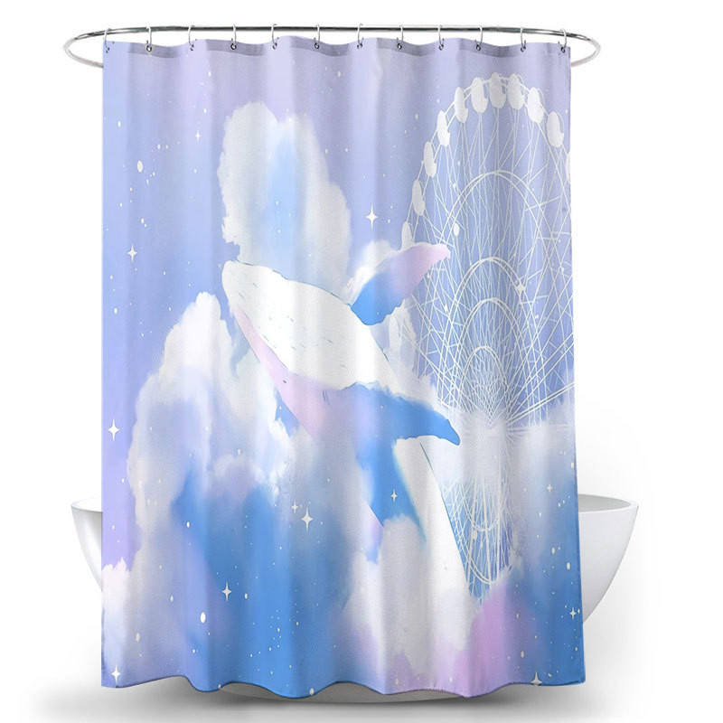 Karsta izpārdošana, dušas aizkars multfilma Dream Whale dušas audums ūdensizturīgs pret pelējumu vannas istabas starpsienu aizkars