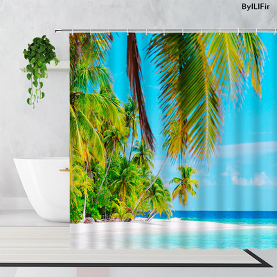 Zen bambus šumska zavjesa za tuširanje ljetna šuma džungla vodopad stijena priroda krajolik zavjese za kadu set zeleni krajolik kupaonica