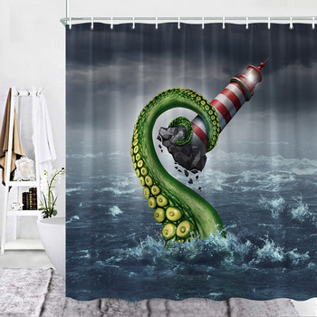 Комплект завеси за душ на тема морска костенурка Дървена дъска Коралови водни растения Балон Морски живот Декорация на плат за завеси за баня Миещи се куки